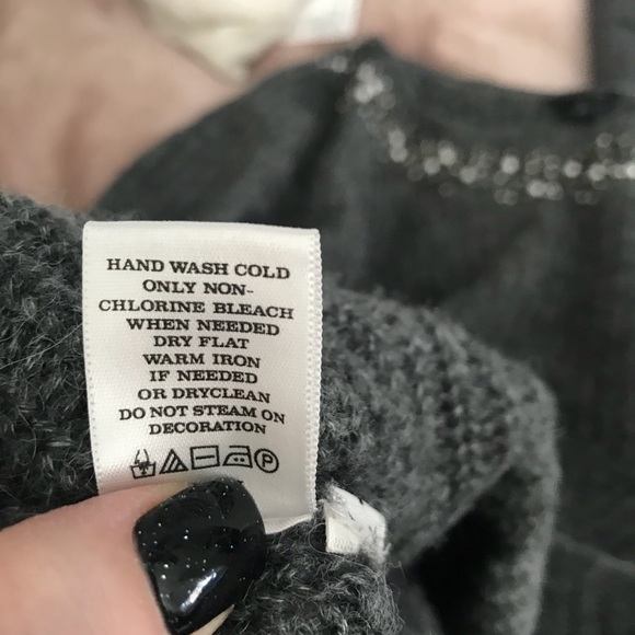 {Ann Taylor} Jeweled Neckline Grey Alpaca Sweater - Picture 7 of 7